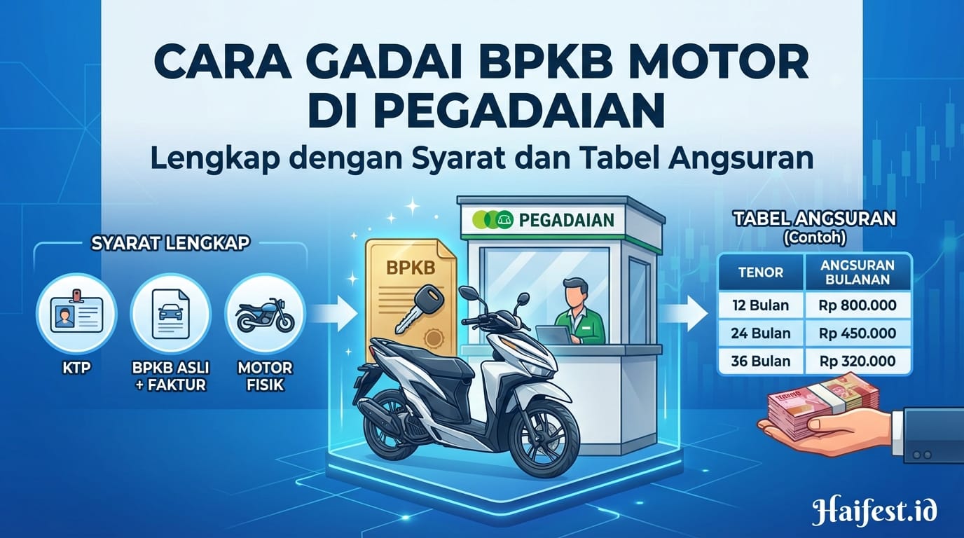 Cara Gadai BPKB Motor di Pegadaian Lengkap dengan Syarat dan Tabel Angsuran