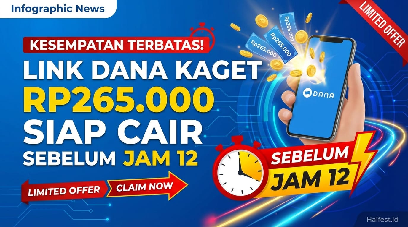 Kesempatan Terbatas! Link DANA Kaget Rp265.000 Siap Cair Sebelum Jam 12