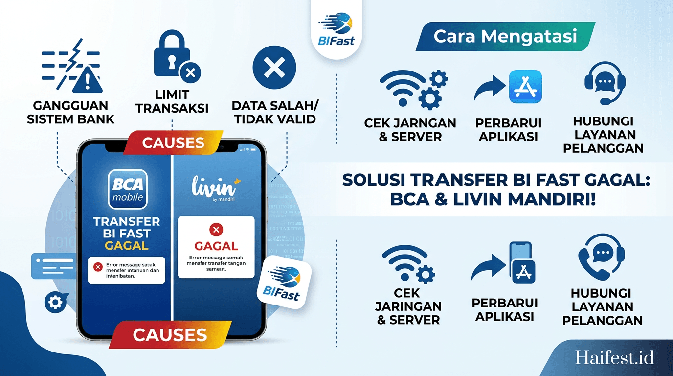 Penyebab Transfer BI Fast BCA dan Livin Mandiri Gagal dan Cara Mengatasinya!