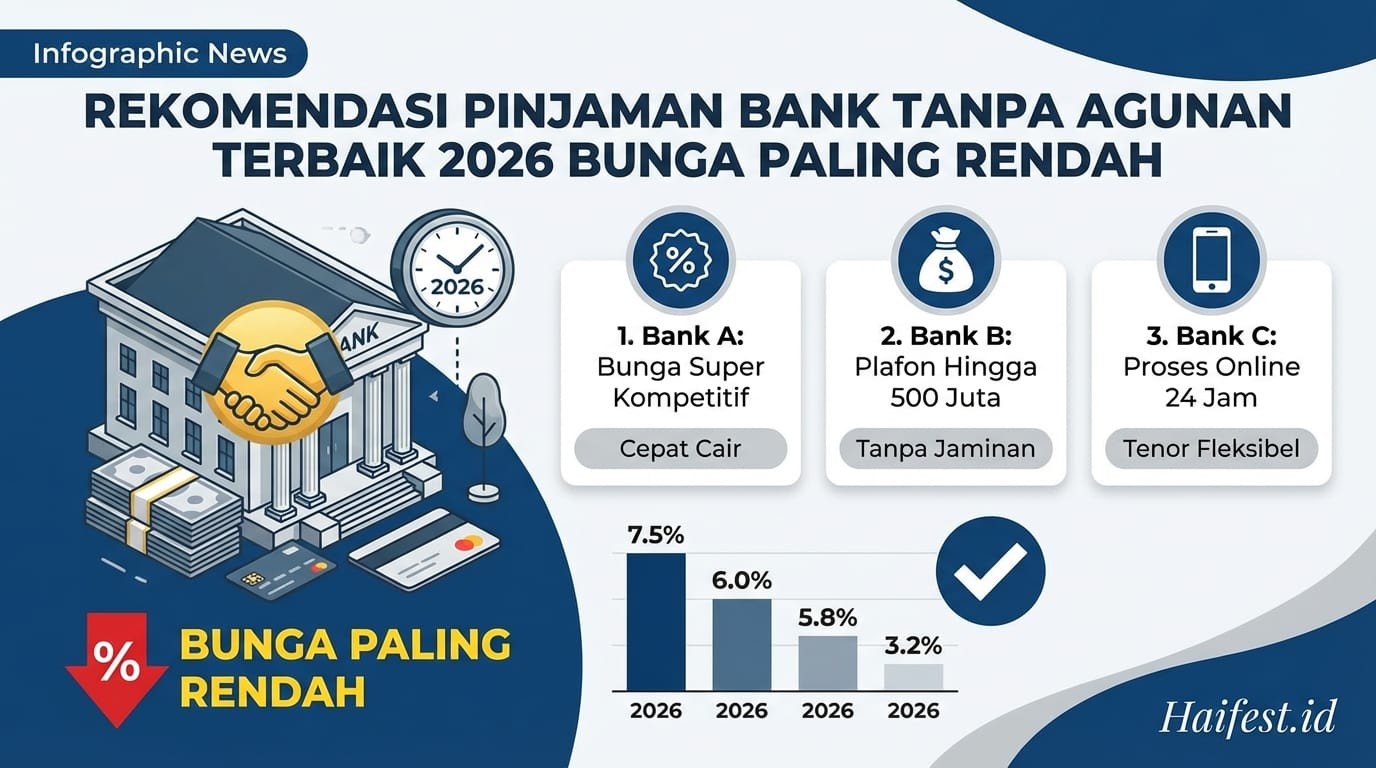 Rekomendasi Pinjaman Bank Tanpa Agunan Terbaik 2026 Bunga Paling Rendah