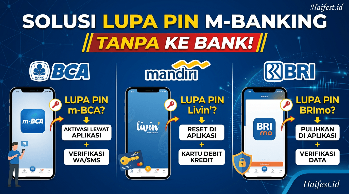 Solusi Lupa PIN M-Banking BCA, Mandiri, dan BRI Tanpa ke Bank!