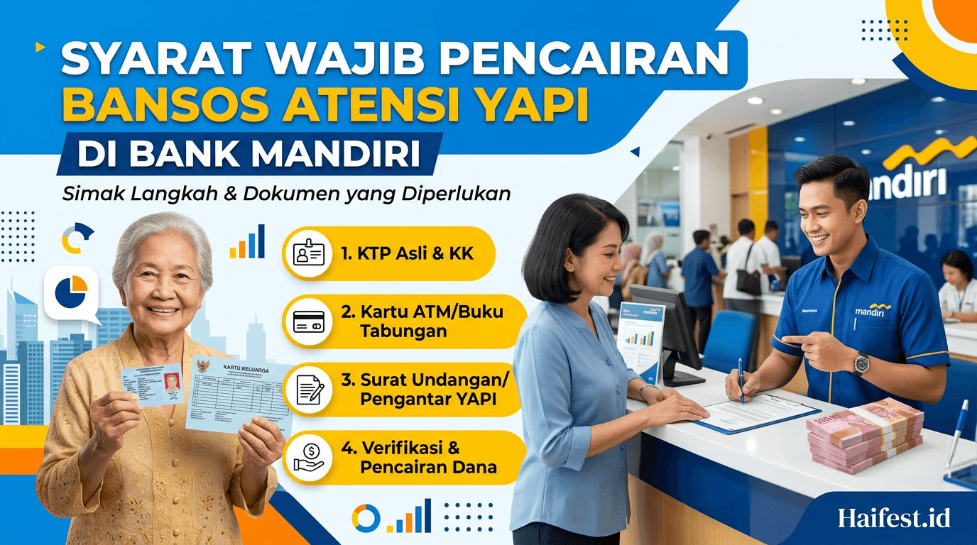 Syarat Wajib Pencairan Bansos Atensi YAPI di Bank Mandiri