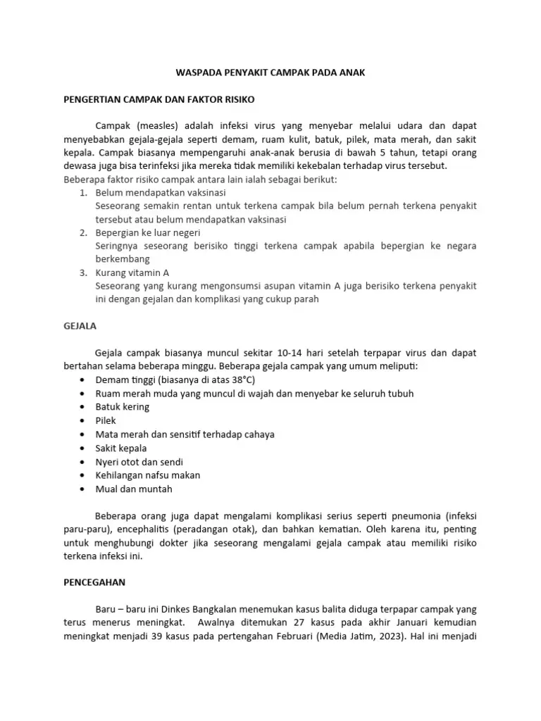 Waspada Campak! Kemenkes Terbitkan Edaran untuk Nakes